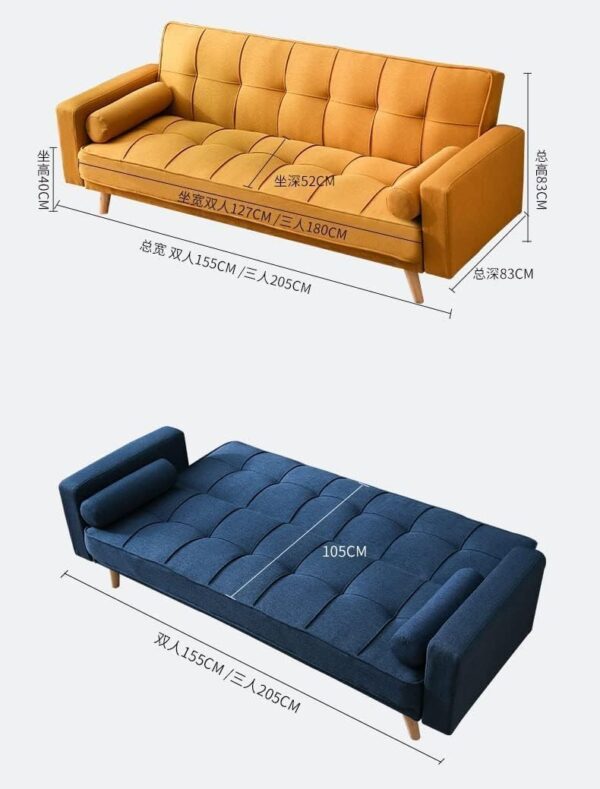 Emirates Living Light luxury fabric sofa bed sectional Furniture with square ottoman (Yellow) - Image 2