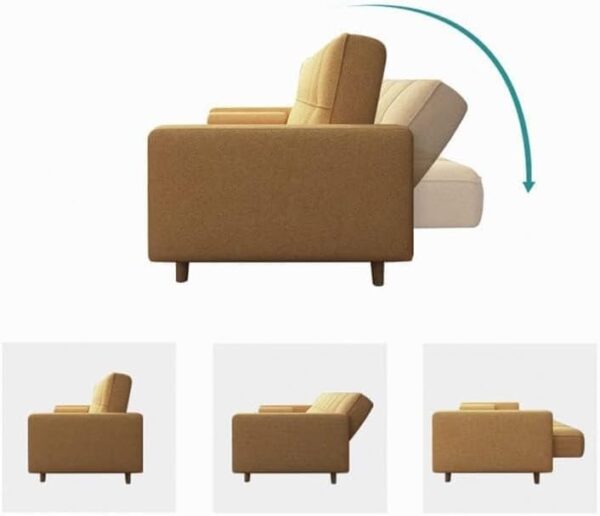 Emirates Living Light luxury fabric sofa bed sectional Furniture with square ottoman (Yellow) - Image 3