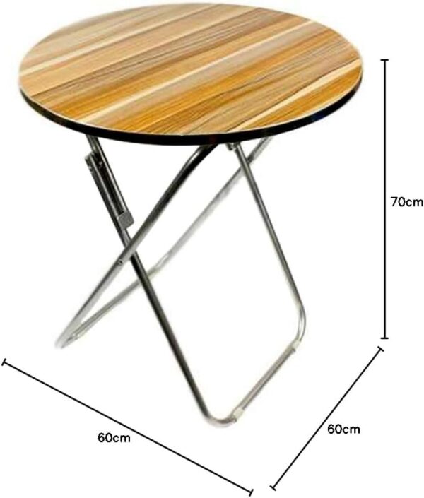 EMIRATES LIVING In-House wood-metal Folded table with Aluminum Frame 60x60 cm Round, Brown - Image 2