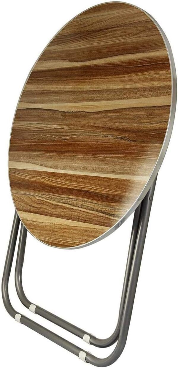 EMIRATES LIVING In-House wood-metal Folded table with Aluminum Frame 60x60 cm Round, Brown - Image 3