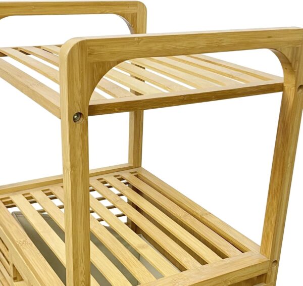 Emirates Living Bamboo Cabinet, Bathroom Storage Cabinet with Single Door and Shelf, Freestanding Bathroom Cabinet, Kitchen Cupboard, Sofa Side Table for Living Room/Hallway/Bedroom/Kitchen - Image 4