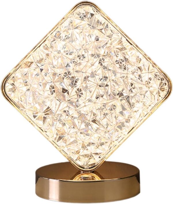 Emirates Living Decorative Table Lamp Creative Round Crystal Night Light USB Powered Acrylic Bedside Lamp for Kids Bedroom Romantic Desktop Nightstand Décor (Square) - Image 3