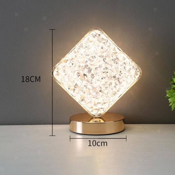 Emirates Living Decorative Table Lamp Creative Round Crystal Night Light USB Powered Acrylic Bedside Lamp for Kids Bedroom Romantic Desktop Nightstand Décor (Square) - Image 4