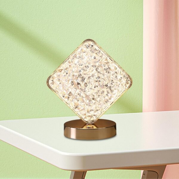 Emirates Living Decorative Table Lamp Creative Round Crystal Night Light USB Powered Acrylic Bedside Lamp for Kids Bedroom Romantic Desktop Nightstand Décor (Square) - Image 5