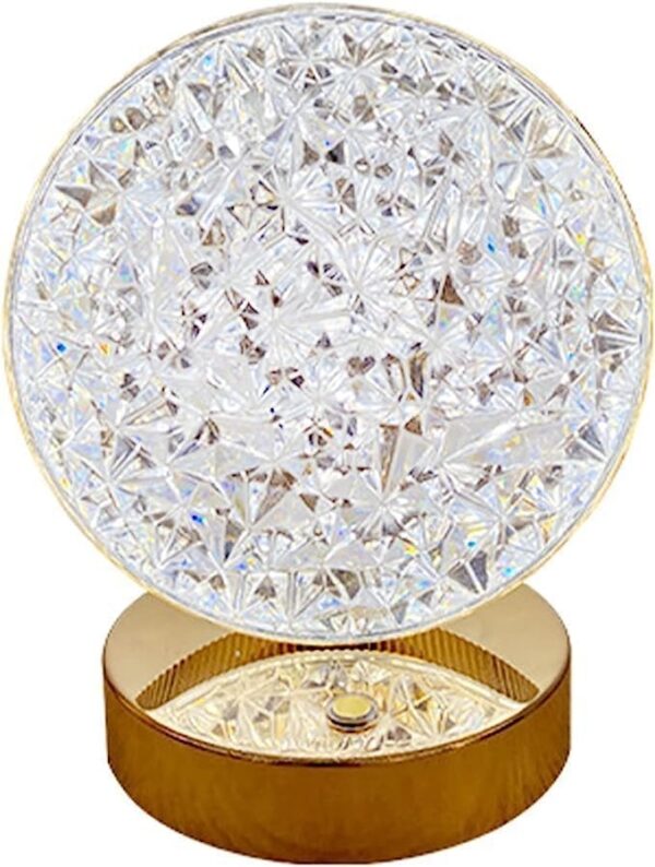 Emirates Living Decorative Table Lamp Creative Round Crystal Night Light USB Powered Acrylic Bedside Lamp for Kids Bedroom Romantic Desktop Nightstand Décor (Round) - Image 3