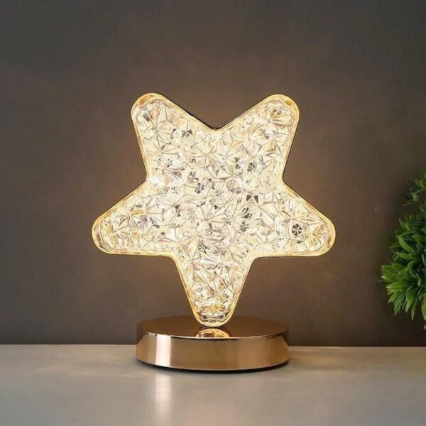 Emirates Living Decorative Table Lamp Creative Round Crystal Night Light USB Powered Acrylic Bedside Lamp for Kids Bedroom Romantic Desktop Nightstand Décor (STAR)