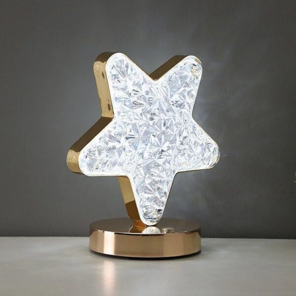 Emirates Living Decorative Table Lamp Creative Round Crystal Night Light USB Powered Acrylic Bedside Lamp for Kids Bedroom Romantic Desktop Nightstand Décor (STAR) - Image 2
