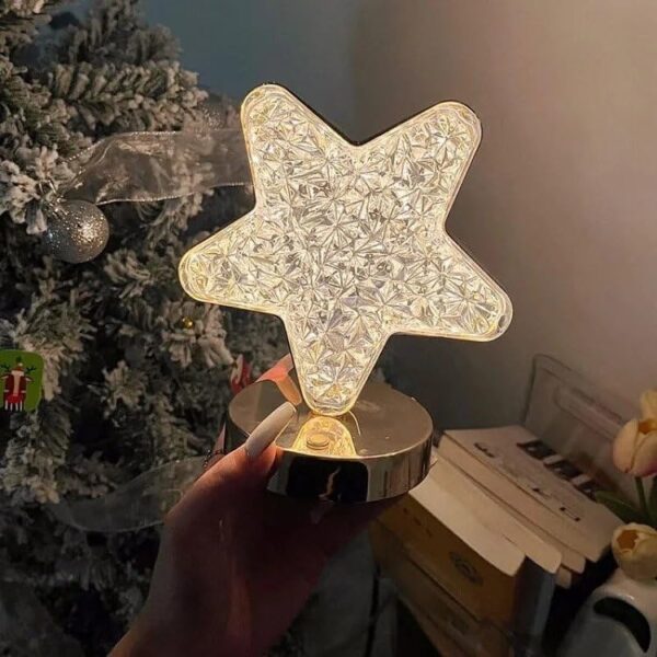 Emirates Living Decorative Table Lamp Creative Round Crystal Night Light USB Powered Acrylic Bedside Lamp for Kids Bedroom Romantic Desktop Nightstand Décor (STAR) - Image 4