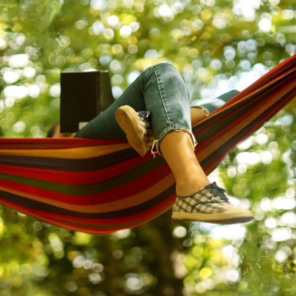 EMIRATES LIVING Double Beach Hammock Adjustable Height with Space Saving without Steel Stand and Carrying Case 200KG Capacity For Garden Yard Patio Outdoor Camping Hanging Rope Swing Seat Chair - Image 3