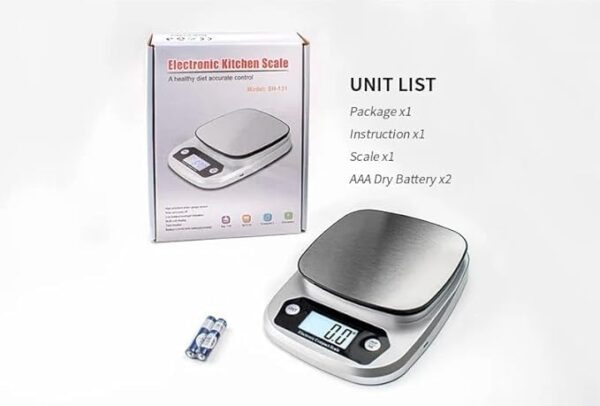 EMIRATES LIVING Multifunction Digital Kitchen Scale High Accuracy Electronic Food Weight with Large LCD Display, Stainless Steel Platform, Ultra Slim, From 11lb/5kg - Image 4