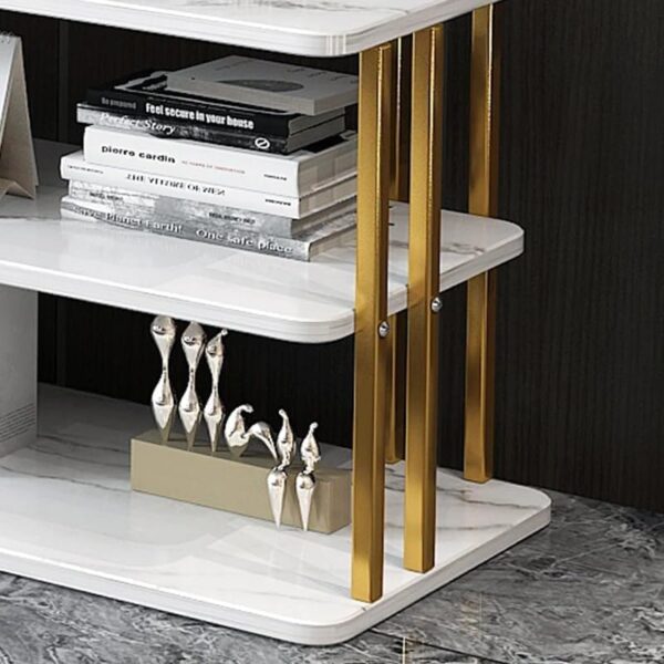 Emirates Living End Tables, Double Layer Storage Console Table Modern Simplicity TV Cabinet Multifunction Wall Console Table (WHITE) - Image 5