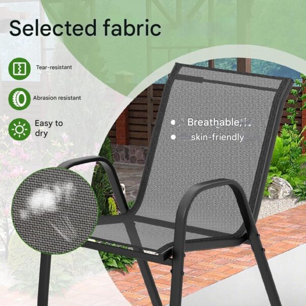 Emirates Living Outdoor Patio Bistro Set – Black Wicker Chairs & Round Table for Elegant and Comfortable Small Space Dining, Relaxation, and Outdoor Enjoyment - Image 6