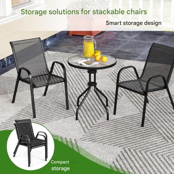 Emirates Living Outdoor Patio Bistro Set – Black Wicker Chairs & Round Table for Elegant and Comfortable Small Space Dining, Relaxation, and Outdoor Enjoyment - Image 8