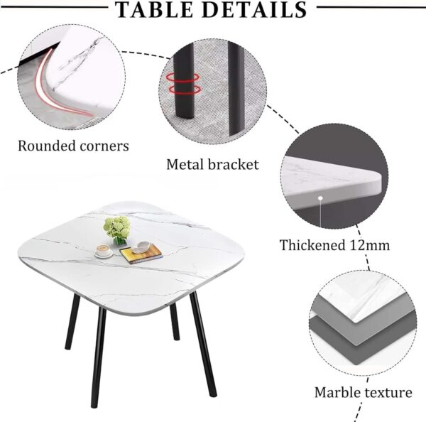 Emirates Living 5 Piece Square Dining Table Set for 4,Wooden Small Dining Table Set,1 Table and 4 Chairs Living Room Furniture Set,with 4 Upholstered Chairs,Dining Set - Image 3
