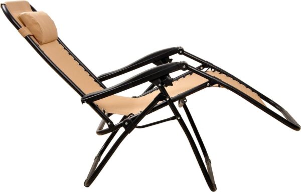 Emirates Living Outdoor Lounges Foldable Camping Chair, Zero Gravity Adjustable Beach & Garden Chair with Pillows & Cup Holders for Poolside, Backyard & Beach - Image 4