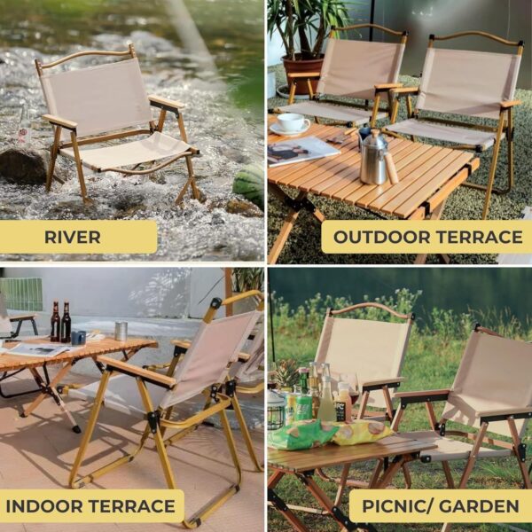 Emirates Living Ultralight Portable Camping Chair with Wooden Handle & Aluminum Bracket – Perfect for Beach, BBQ, Hiking, Fishing, Picnic & Travel - Image 8