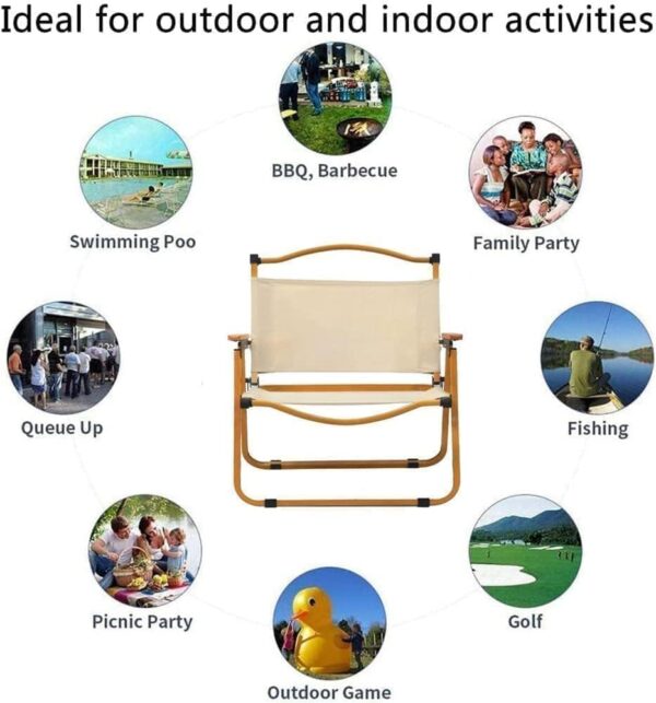 Emirates Living Ultralight Portable Camping Chair with Wooden Handle & Aluminum Bracket – Perfect for Beach, BBQ, Hiking, Fishing, Picnic & Travel - Image 9