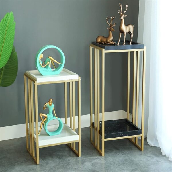 Emirates Living Home Side Table Side Table Square Nesting Side Table, Tray Table for Bed or Chair, Wrought Iron Flower Stand, Sofa Corner Table, Suitable for Family, Living Room, Office - Image 3