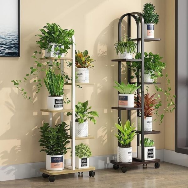 Emirates Living 7 Tier Flower Pot Stand Herbs Holder Pot Rack Display Shelf for Indoor Outdoor Metal Plant Stands High Low Flower Pots Organizer Size: 46x26x155 cm Black - Image 3