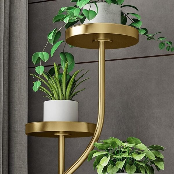 Emirates Living 3-Tier Iron Plant Stand with Marble Base, Tall Corner Pot Holder Made of Metal for Indoor Use, Flower Pot Stand, Decorative Plant Shelf, Display Shelf for Multiple Plants - Image 3