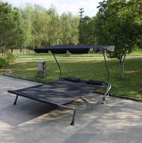 Emirates Living Tidyard Patio Lounge Bed with Canopy and Pillows Oxford Fabric Sun Bed Steel Frame for Pool, Patio, Balcony, Garden, indoor and Outdoor Furniture 210 x 170 x 160 cm - Image 4
