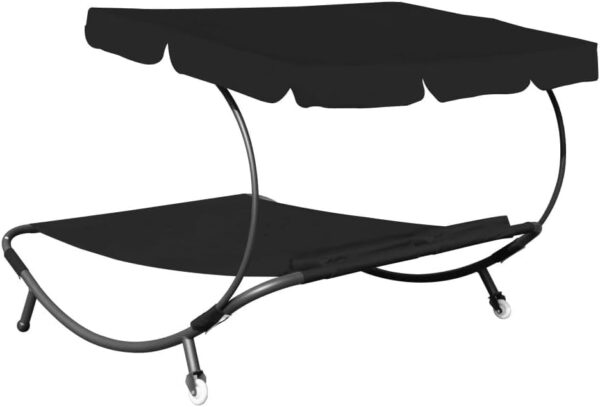 Emirates Living Tidyard Patio Lounge Bed with Canopy and Pillows Oxford Fabric Sun Bed Steel Frame for Pool, Patio, Balcony, Garden, indoor and Outdoor Furniture 210 x 170 x 160 cm - Image 5