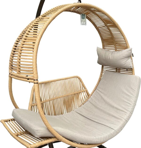 Emirates Living Egg Chair Wicker Rattan Swing Seat With Bed Design for Patio, Balcony, Garden, Indoor and Outdoor Furniture - 107 x 75 x 210 cm - Image 5