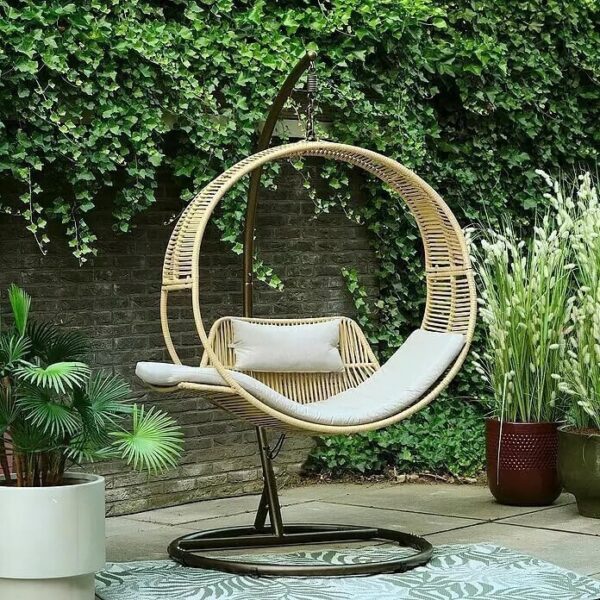 Emirates Living Egg Chair Wicker Rattan Swing Seat With Bed Design for Patio, Balcony, Garden, Indoor and Outdoor Furniture - 107 x 75 x 210 cm - Image 8