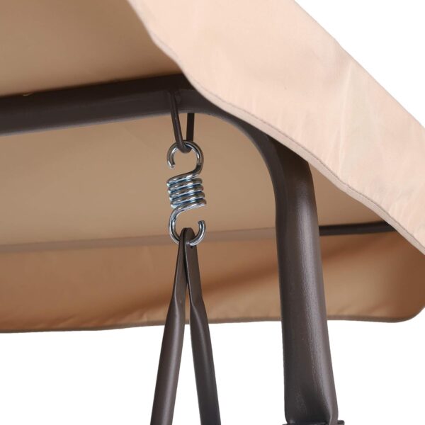 Emirates Living Stylish Outdoor Relaxation 3-Seater Canopy Swing Chair with Adjustable Steel Frame for Patio, Balcony, and Beach Beige -VI-HCS-10 - Image 4