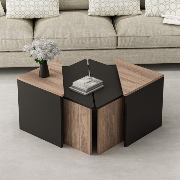 Emirates Living Coffee Table, Melamine Chipboard, Black, 60 x 60 x 42 cm
