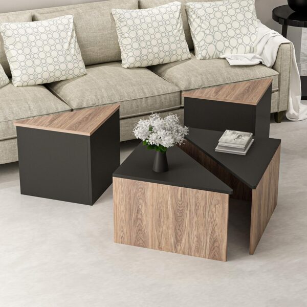 Emirates Living Coffee Table, Melamine Chipboard, Black, 60 x 60 x 42 cm - Image 7