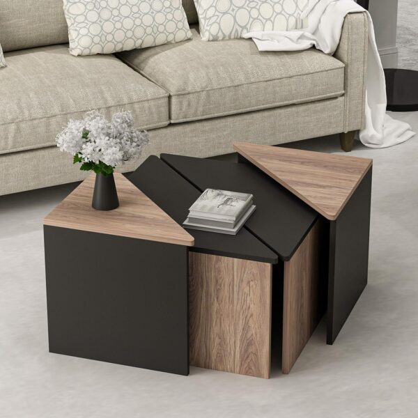 Emirates Living Coffee Table, Melamine Chipboard, Black, 60 x 60 x 42 cm - Image 8