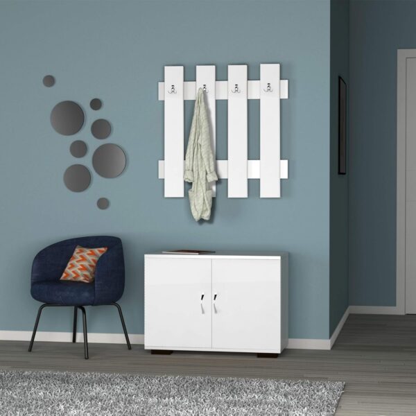 Emirates Living Entrance Cabinet Fulya, Wood, White, 72x35x57cm-72x4x72cm
