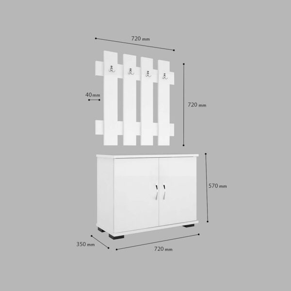 Emirates Living Entrance Cabinet Fulya, Wood, White, 72x35x57cm-72x4x72cm - Image 2