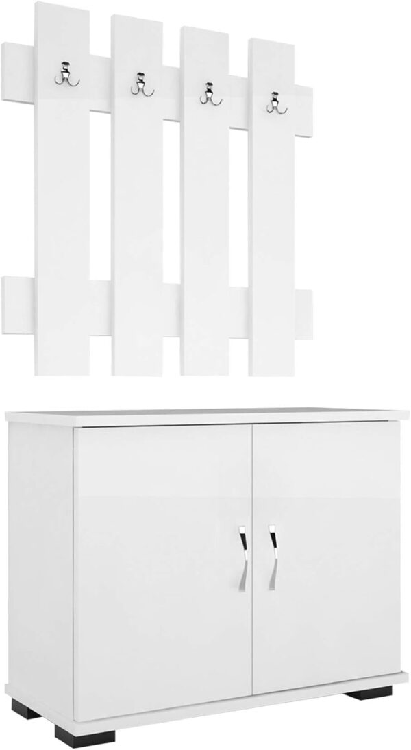 Emirates Living Entrance Cabinet Fulya, Wood, White, 72x35x57cm-72x4x72cm - Image 3