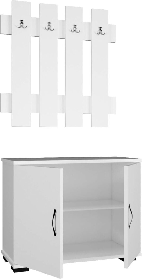 Emirates Living Entrance Cabinet Fulya, Wood, White, 72x35x57cm-72x4x72cm - Image 4