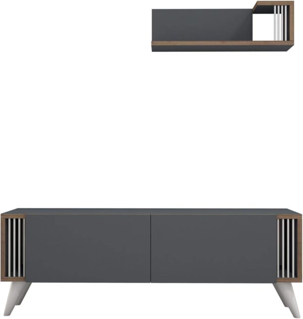 Emirates Living TV Stand, Wood, Anthracite-Walnut-White, Unique - Image 5