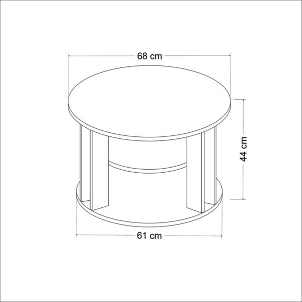 Emirates Living Coffee Table, Melamine Chipboard, Walnut, Anthracite, 68 x 68 x 44 cm - Image 2