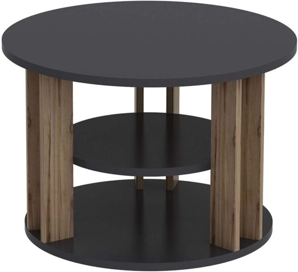 Emirates Living Coffee Table, Melamine Chipboard, Walnut, Anthracite, 68 x 68 x 44 cm - Image 4
