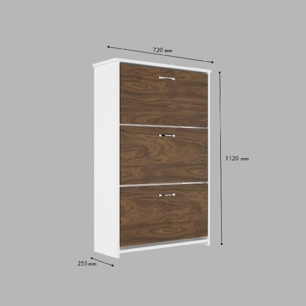Emirates Living Shoe Rack Tea Walnut – 72 x 25.5 x 112 cm - White - Image 3