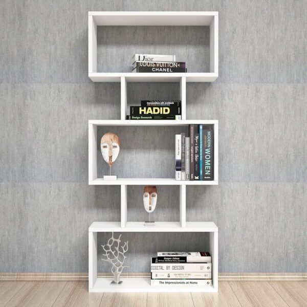 Emirates Living | Maison Du Design Bookcase Iona Shelving unit, Mobile - with shelves - for Living Room, Office - White Wooden, 60 x 20 x 130 cm - Image 4