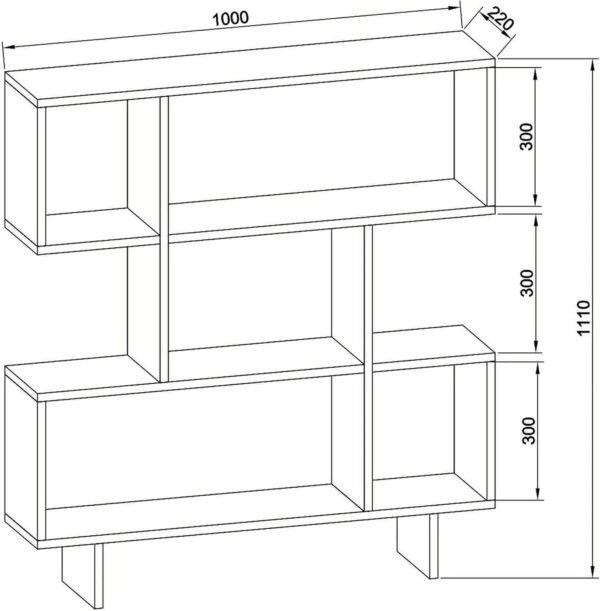 Emirates Living Hera Bookcase with Shelves for Living Room Office White Wooden 100 x 20 x 100 cm - Image 3