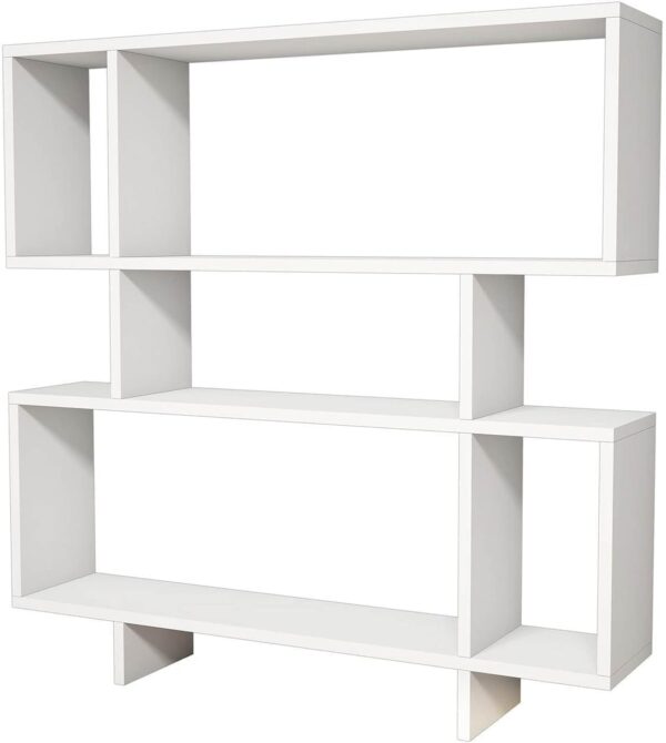 Emirates Living Hera Bookcase with Shelves for Living Room Office White Wooden 100 x 20 x 100 cm - Image 5