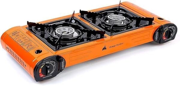 Emirates Living Double Burner Portable Gas Stove For Camping With Tong, Spatula and Carry Box - Image 2