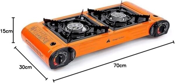 Emirates Living Double Burner Portable Gas Stove For Camping With Tong, Spatula and Carry Box - Image 3