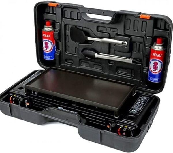 Emirates Living Double Burner Portable Gas Stove For Camping With Tong, Spatula and Carry Box - Image 7