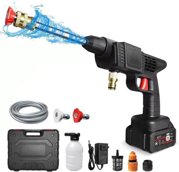 EMIRATES LIVING 48V High Pressure Washer, Car Washing Machine, Cordless Portable Electric Water High Pressure Washer Gun, Used for Floor Cleaning of Car Washes and Garden Watering (BLACK1)