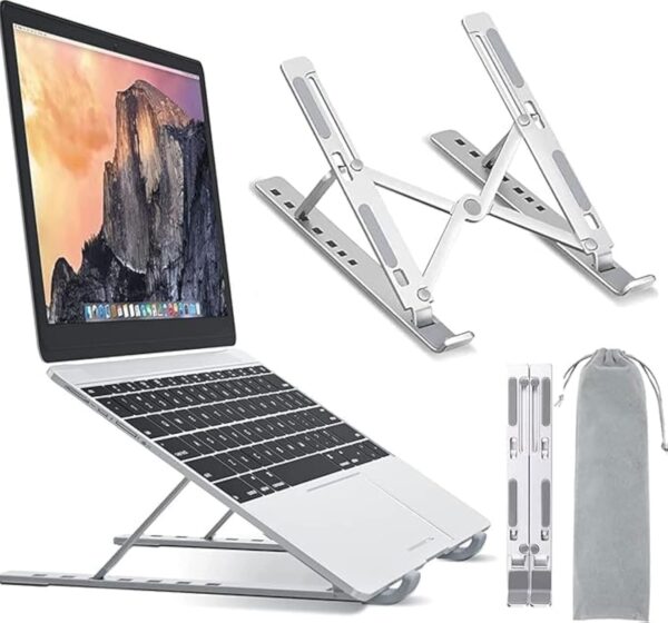 Emirates Living Laptop Stand for Desk, Adjustable Laptop Riser ABS+Silicone Foldable Portable Laptop Holder, Ventilated Cooling Notebook Stand for MacBook Pro Air, Lenovo, Dell, HP, Laptops,Tablet