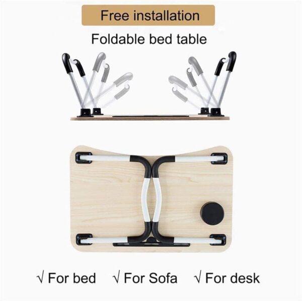 EMIRATES LIVING Portable Folding bed Table, Laptop Desk With ipad and Cup Holder Adjustable Lap Tray Notebook Stand,Foldable Non-slip Legs Reading Table Tray - Image 7