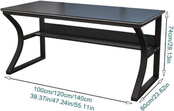 Emirates Living Desk, Black PC Computer Desk, Ergonomic Home Office Desk with K Shaped Leg Gaming Table Workstation for Gift Idea, Computer Desk with Bookshelf Office Desk - Image 2
